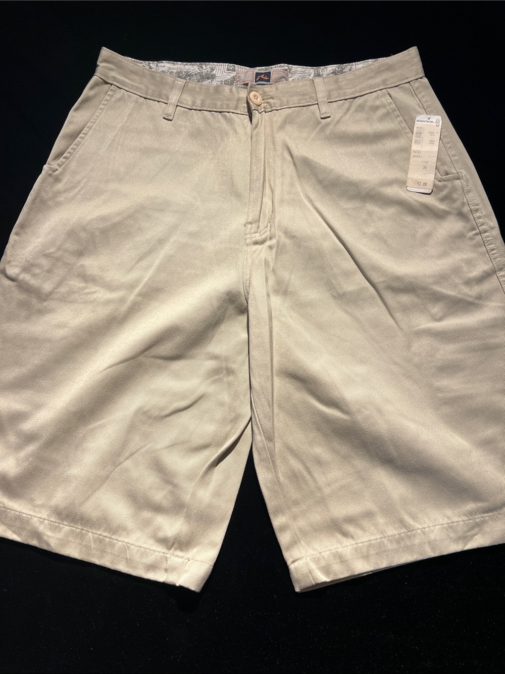 Vintage RUSTY for Nordstrom Men's Beige Flat-Front Cotton Chino skater 🛹 Shorts